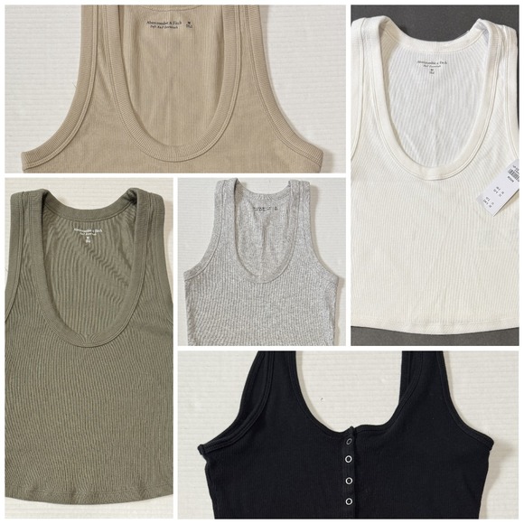 Abercrombie & Fitch Tops - 5 ABERCROMBIE & FITCH A&F - 1 Soft Rib & 4 Essentials Scoop Tank Shirts - Medium